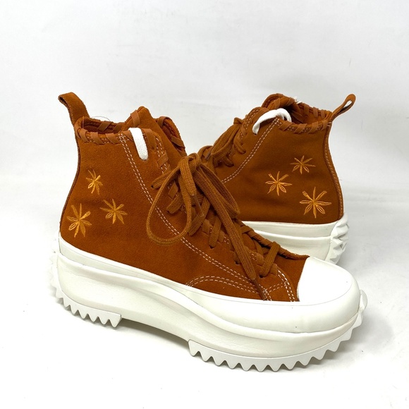 Converse Run Star High Platform Casual Sneakers For Women Suede Brown A04299C - Picture 5 of 9